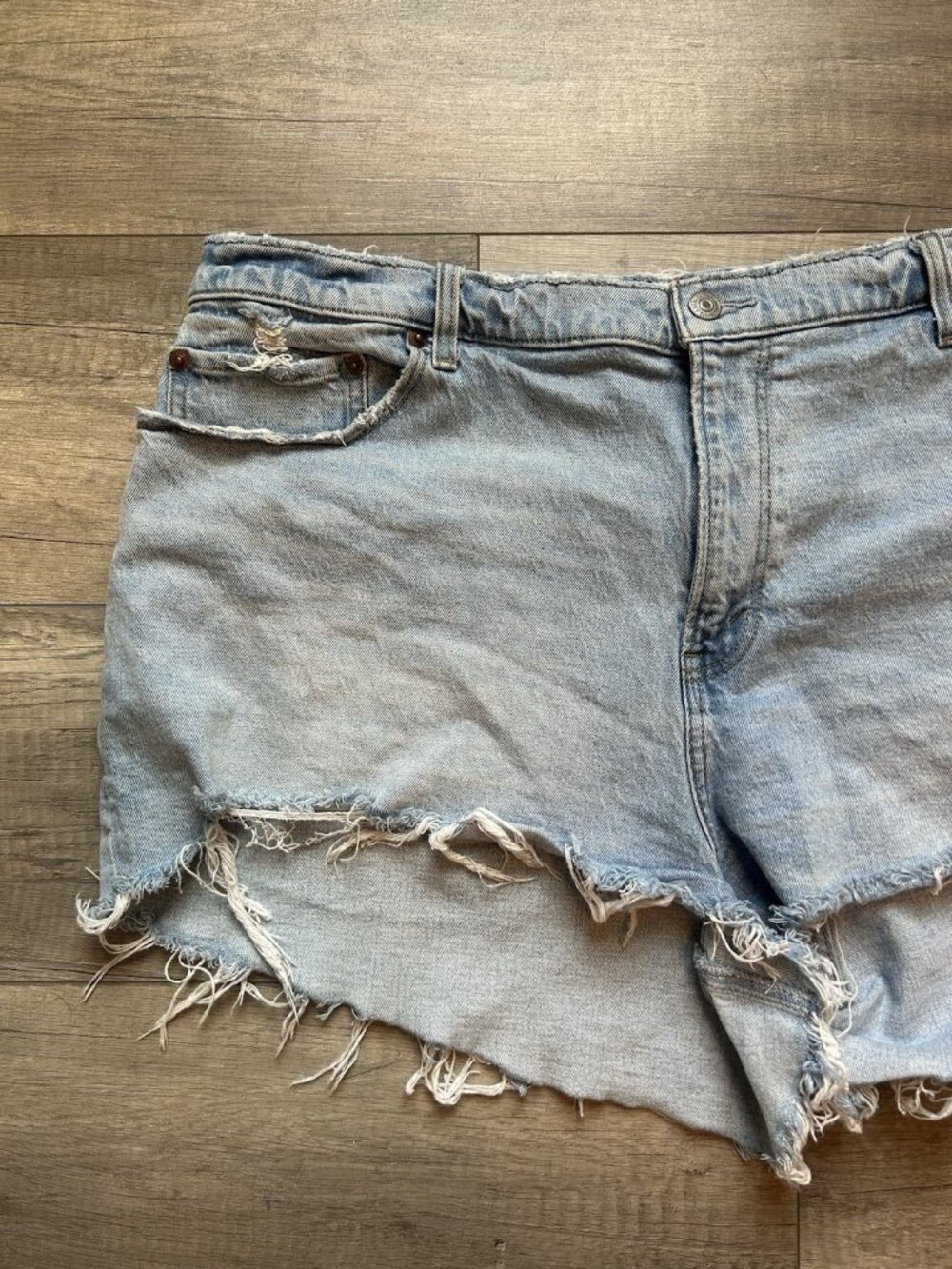 Abercrombie & Fitch Jorts Short Curve Love 35/20 Sparkle Fringe Denim Shorts Y2K - Picture 10 of 14